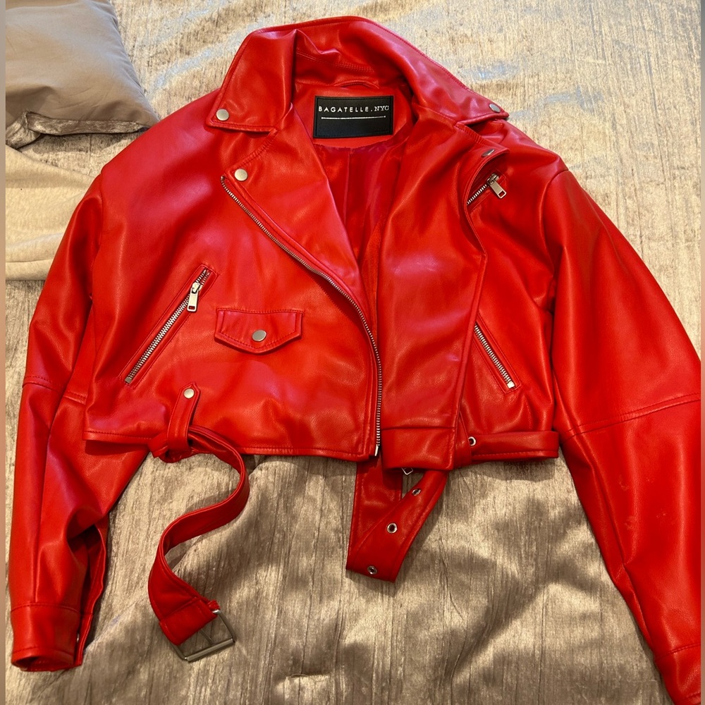 Red leather jacket